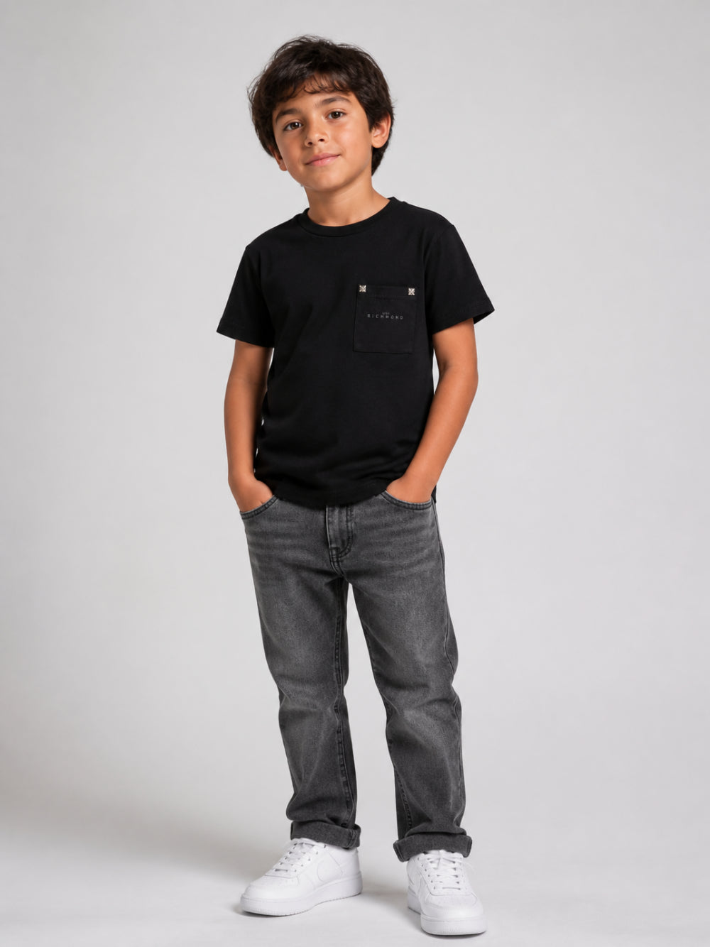 T-shirt per bambino John Richmond Kids nera con applicazione RBA26031TS BLACK JOHN RICHMOND KIDS 