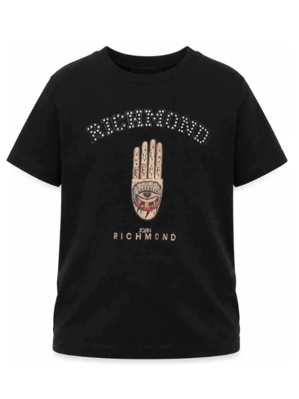 T-shirt per bambino John Richmond Kids nera con applicazione RBA26065TS BLACK JOHN RICHMOND KIDS 