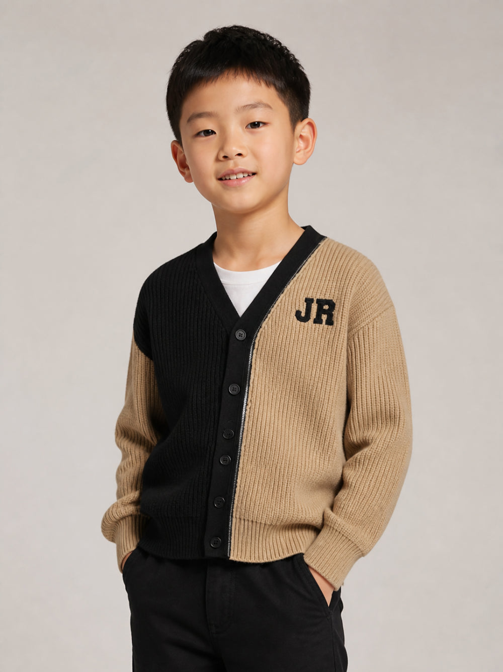 Maglione per bambino John Richmond Kids multicolore con logo ricamato sul davanti RBA26093CD KHAKI JOHN RICHMOND KIDS 