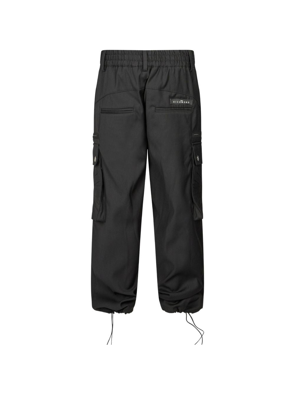 Pantaloni per bambino John Richmond Kids neri con coulisse e logo ricamato RBA26130PA BLACK JOHN RICHMOND KIDS 