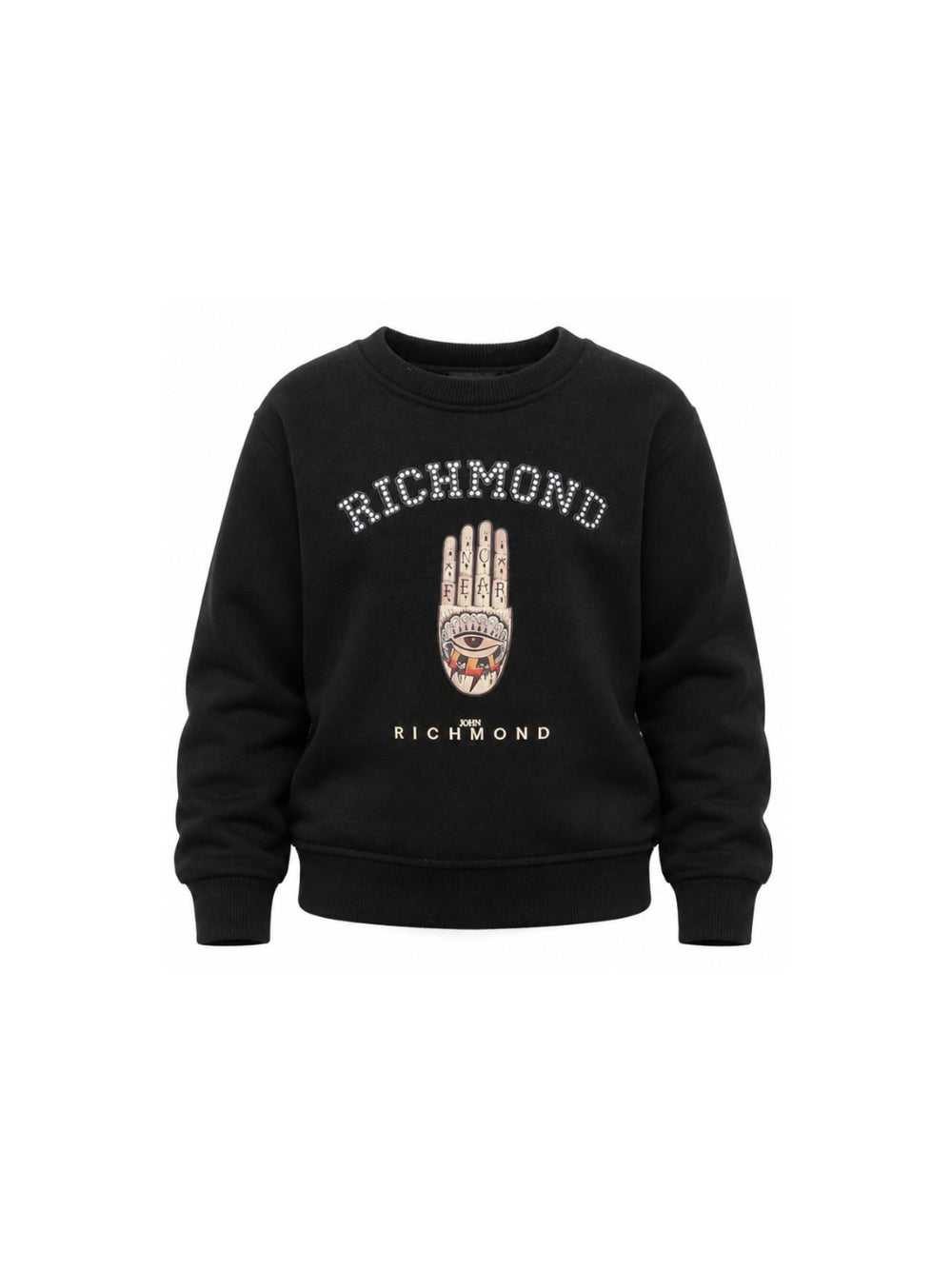 Felpa per bambino Jonh Richmond Kids nera con stampa grafica RBA26152FE BLACK JOHN RICHMOND KIDS 