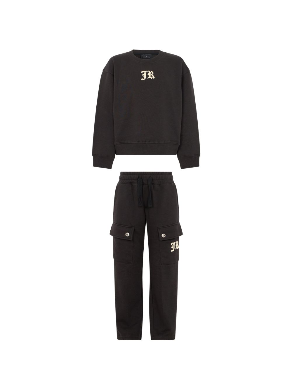 Tuta due pezzi per bambino John Richmond Kids nero con logo sul davanti RBA26167CF BLACK JOHN RICHMOND KIDS 