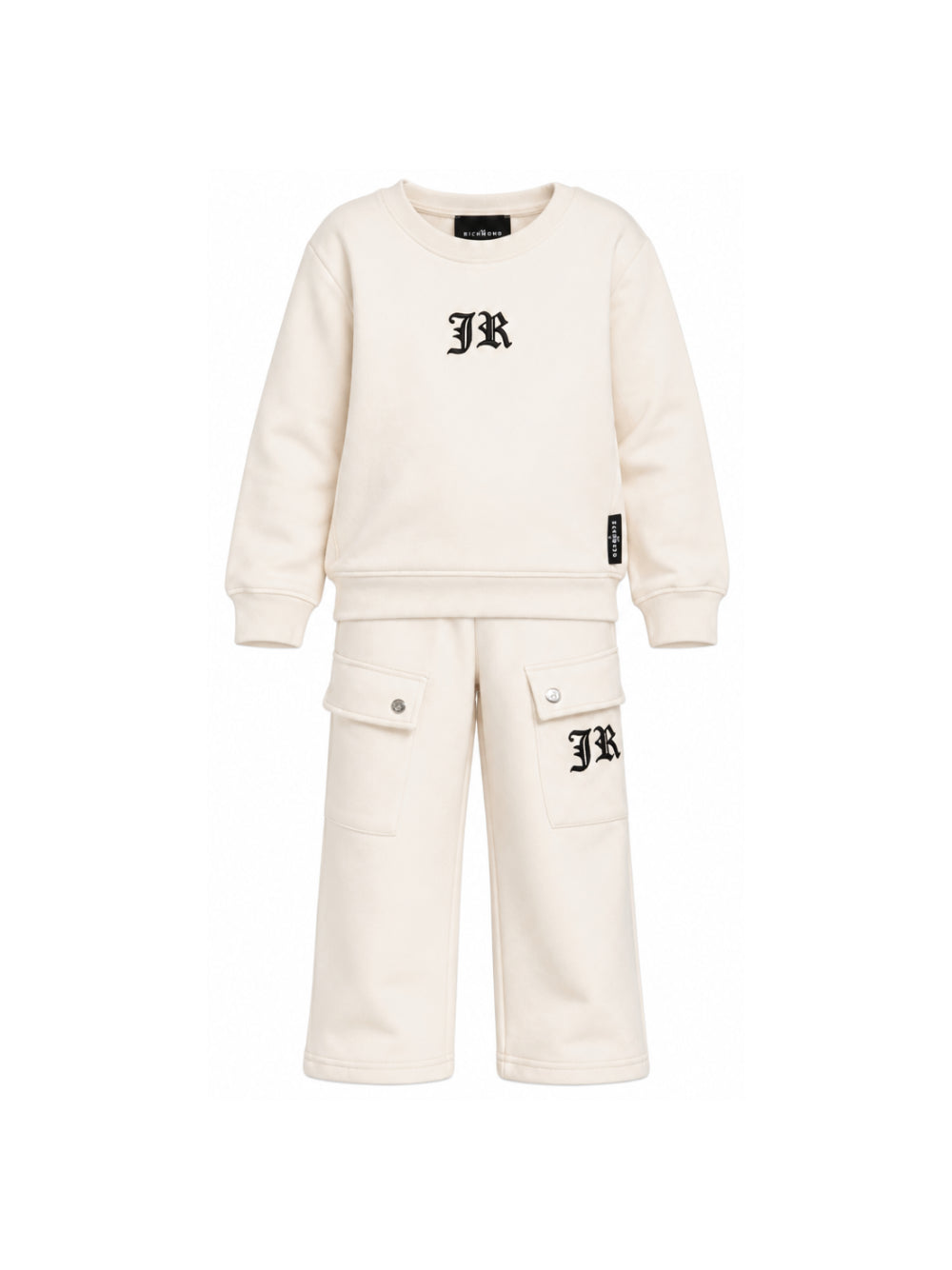 Set felpa e pantaloni per bambino John Richmond Kids beige con logo sul davanti RBA26167CF CREAM JOHN RICHMOND KIDS 