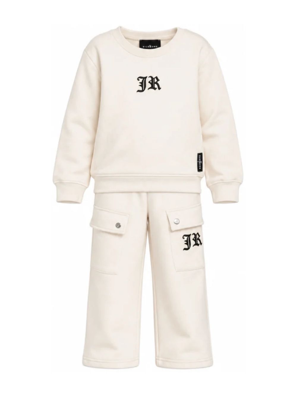 Set felpa e pantaloni per bambino John Richmond Kids beige con logo sul davanti RBA26167CF CREAM JOHN RICHMOND KIDS 