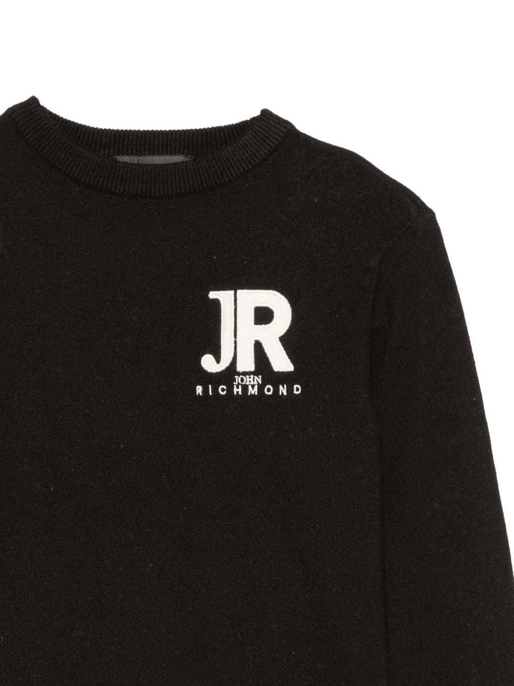 Maglione per bambino John Richmond Junior nera con logo ricamato RBA26168MA BLACK JOHN RICHMOND KIDS 