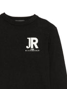 Maglione per bambino John Richmond Junior nera con logo ricamato RBA26168MA BLACK JOHN RICHMOND KIDS 