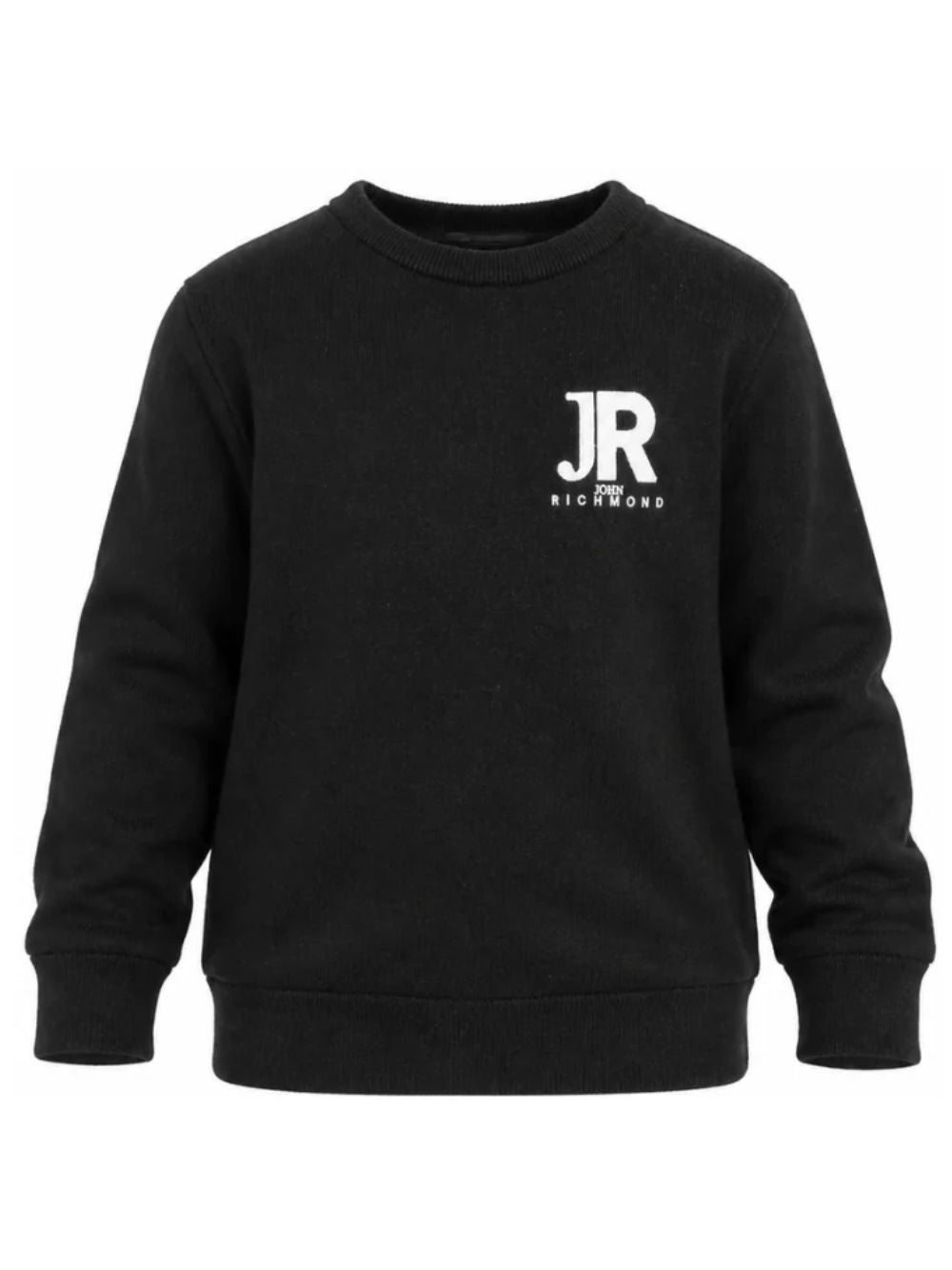 Maglione per bambino John Richmond Junior nera con logo ricamato RBA26168MA BLACK JOHN RICHMOND KIDS 