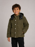 Giubbino per bambino John Richmond Junior verde con cappuccio RBA26174PI OLIVE JOHN RICHMOND KIDS 