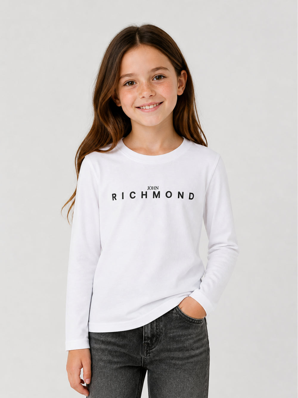 T-shirt per bambina John Richmond Kids bianca con dettaglio logo RGA26004TS WHITE JOHN RICHMOND KIDS 