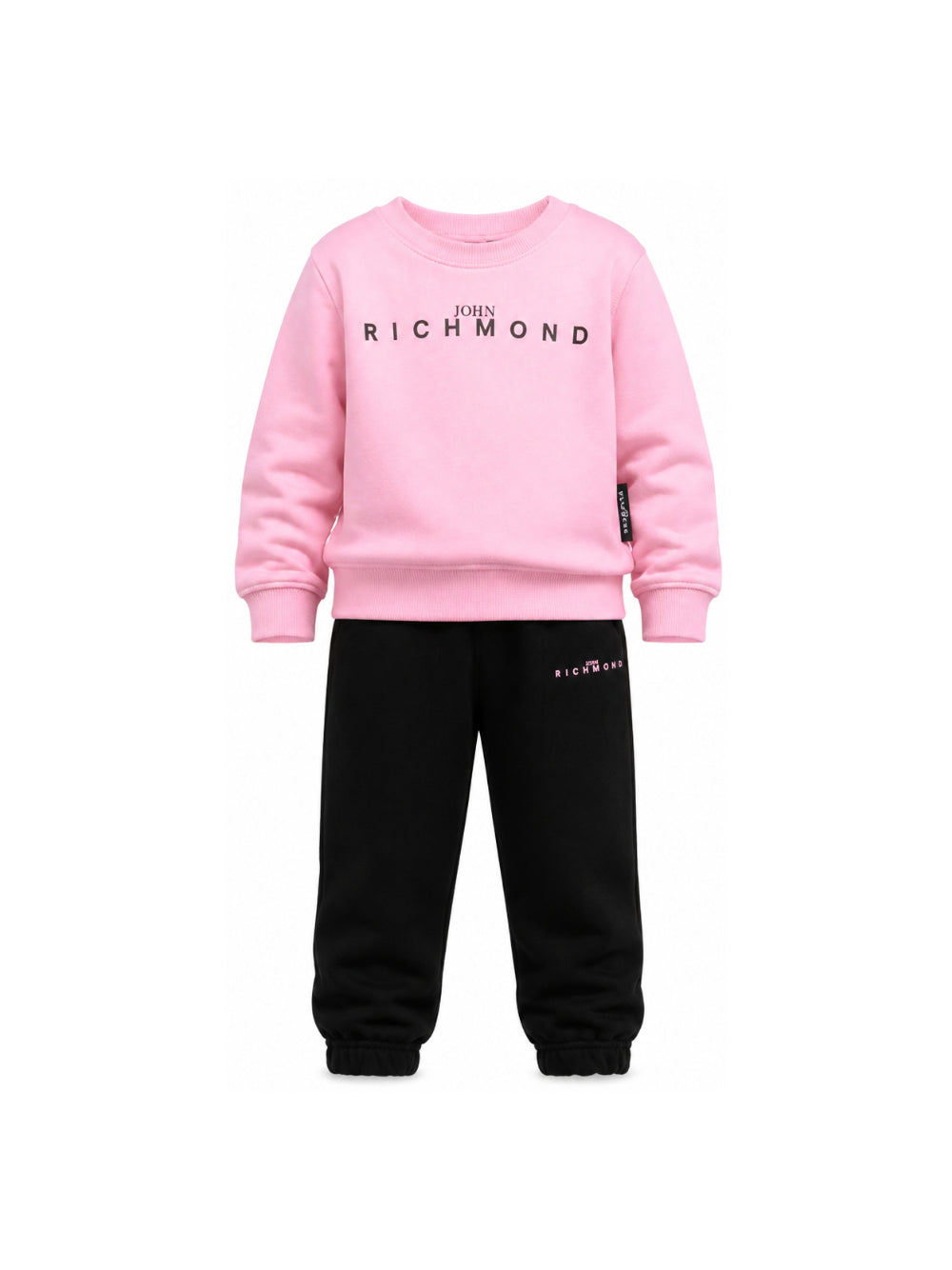 Completo per bambina John Richmond Kids rosa e nero con stampa logo RGA26019CF PINK BEGONIA JOHN RICHMOND KIDS 