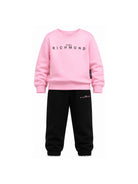 Completo per bambina John Richmond Kids rosa e nero con stampa logo RGA26019CF PINK BEGONIA JOHN RICHMOND KIDS 