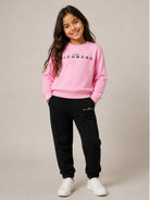Completo per bambina John Richmond Kids rosa e nero con stampa logo RGA26019CF PINK BEGONIA JOHN RICHMOND KIDS 