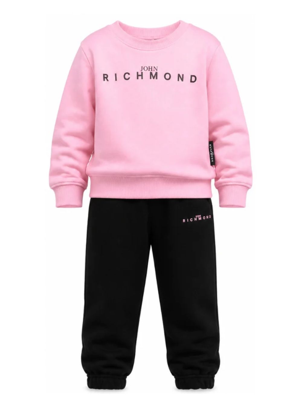 Completo per bambina John Richmond Kids rosa e nero con stampa logo RGA26019CF PINK BEGONIA JOHN RICHMOND KIDS 