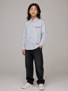 Camicia per bambino John Richmond Kids azzurro con patch logo RGA26078CA SKY JOHN RICHMOND KIDS 