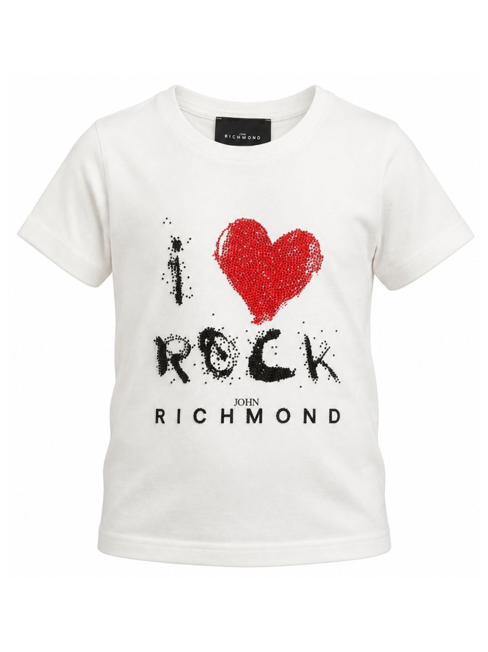 T-shirt per bambina John Richmond Kids bianca con logo ricamato sul davanti RGA26112TS WHITE JOHN RICHMOND KIDS 