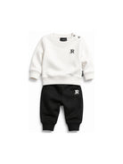 Completo per neonati John Richmond Kids bianco e nero con logo sul davanti RIA26011CF OFF-WHITE JOHN RICHMOND KIDS 
