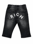 Jeans per neonato John Richmond Kids neri con logo stampato sul retro RIA26013JE DENIM BLACK JOHN RICHMOND KIDS 