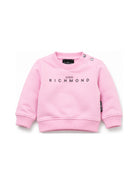 Felpa per neonata John Richmond Kids rosa con dettaglio logo sul davanti RIA26023FE PINK BEGONIA JOHN RICHMOND KIDS 