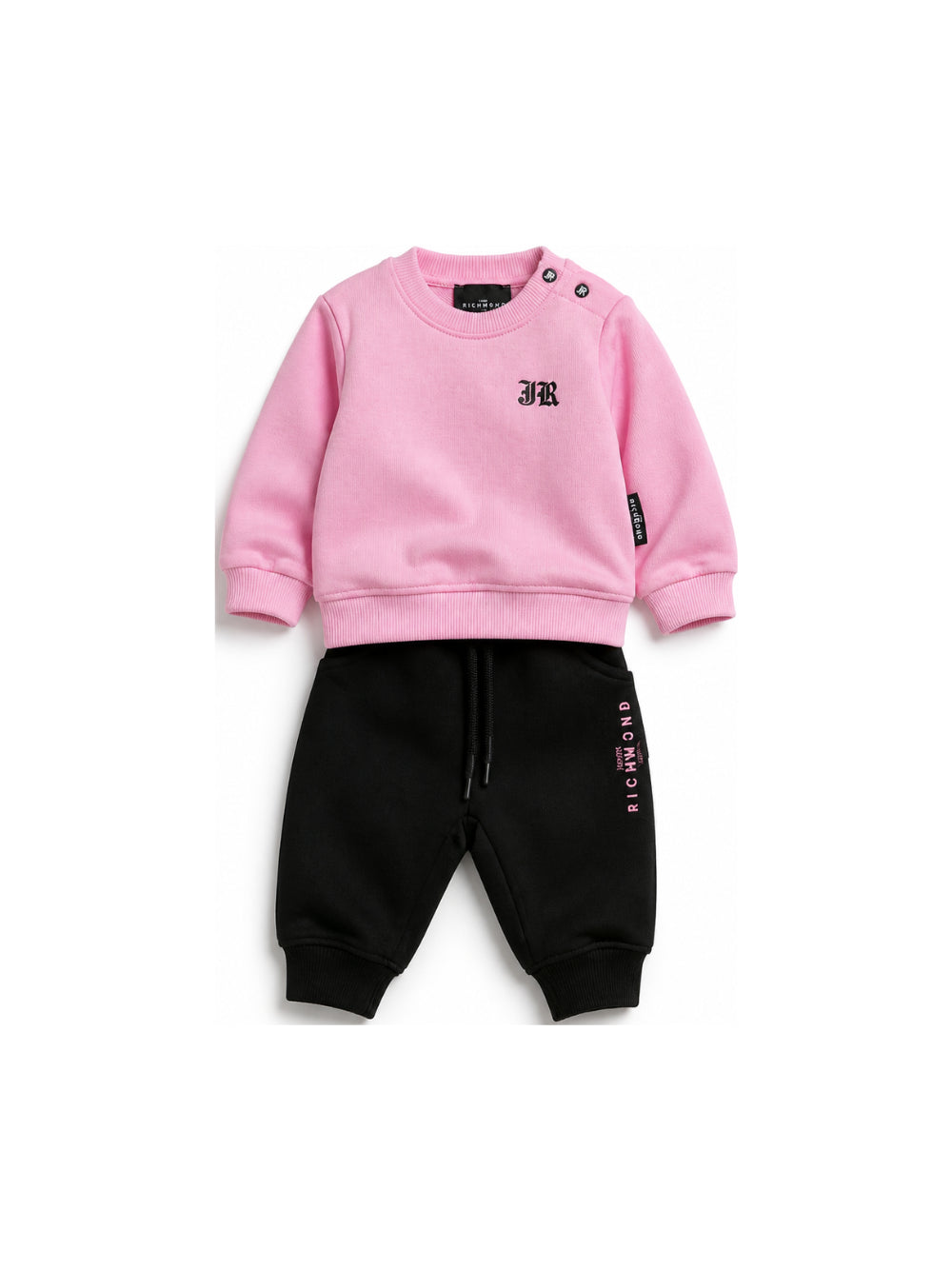 Completo per neonata John Richmond Kids rosa e nero con dettaglio logo RIA26064CF PINK BEGONIA JOHN RICHMOND KIDS 