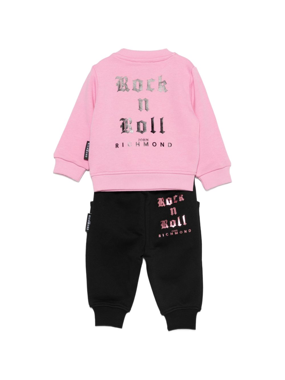 Completo per neonata John Richmond Kids rosa e nero con dettaglio logo RIA26064CF PINK BEGONIA JOHN RICHMOND KIDS 