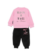 Completo per neonata John Richmond Kids rosa e nero con dettaglio logo RIA26064CF PINK BEGONIA JOHN RICHMOND KIDS 