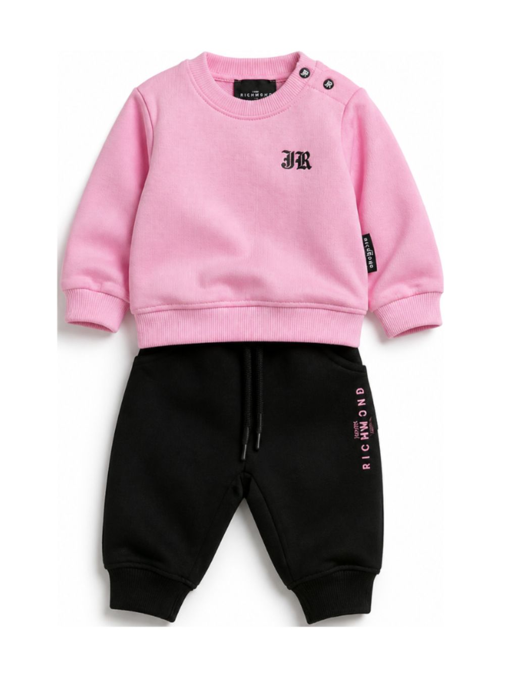 Completo per neonata John Richmond Kids rosa e nero con dettaglio logo RIA26064CF PINK BEGONIA JOHN RICHMOND KIDS 