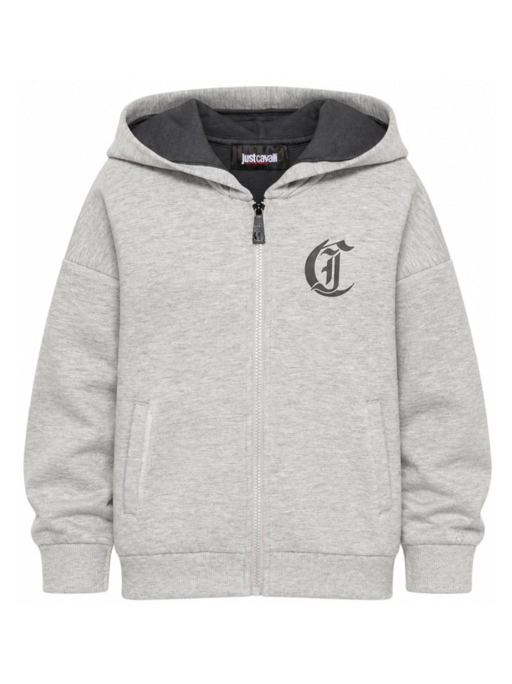 Felpa per bambino Just Cavalli Kids grigia con logo stampato sul davanti JBA26003FE GREY MELANGE JUST CAVALLI KIDS 