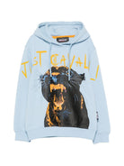 Felpa per bambino Just Cavalli Kids azzurra con stampa pantera sul davanti JBA26093FE BLUE BELL JUST CAVALLI KIDS 