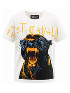 T-shirt per bambino Just Cavalli Kids bianca con stampa pantera JBA26130TS MARSHMALLOW JUST CAVALLI KIDS 
