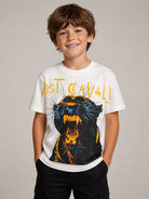 T-shirt per bambino Just Cavalli Kids bianca con stampa pantera JBA26130TS MARSHMALLOW JUST CAVALLI KIDS 