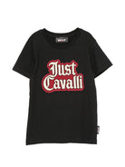 T-shirt per bambino Just Cavalli Kids nera con orlo dritto JBA26161TS BLACK JUST CAVALLI KIDS 