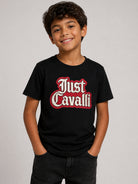 T-shirt per bambino Just Cavalli Kids nera con orlo dritto JBA26161TS BLACK JUST CAVALLI KIDS 