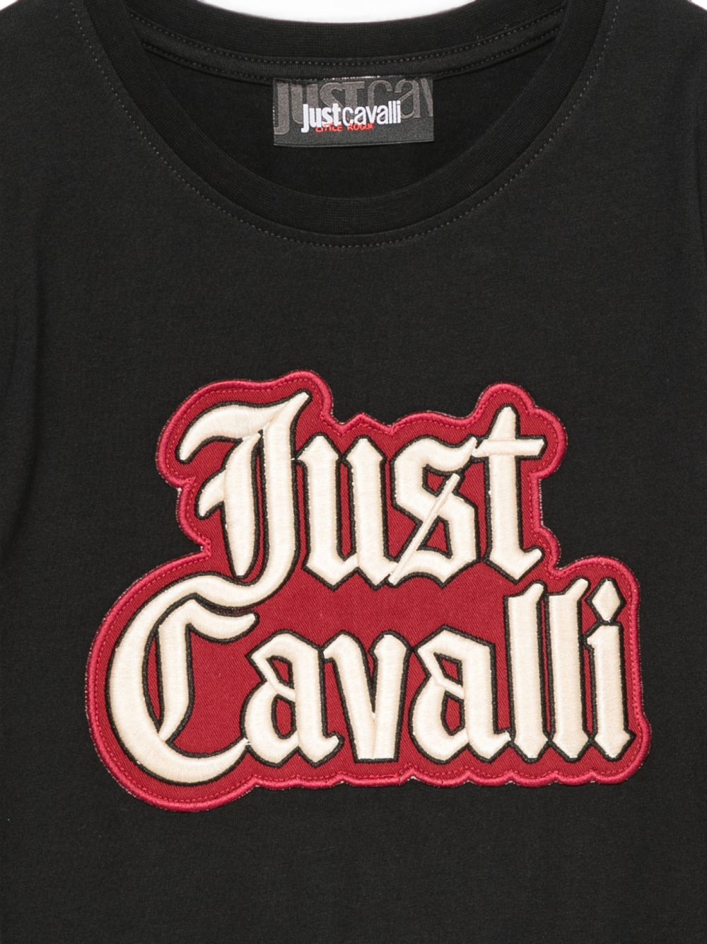 T-shirt per bambino Just Cavalli Kids nera con orlo dritto JBA26161TS BLACK JUST CAVALLI KIDS 