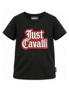T-shirt per bambino Just Cavalli Kids nera con orlo dritto JBA26161TS BLACK JUST CAVALLI KIDS 