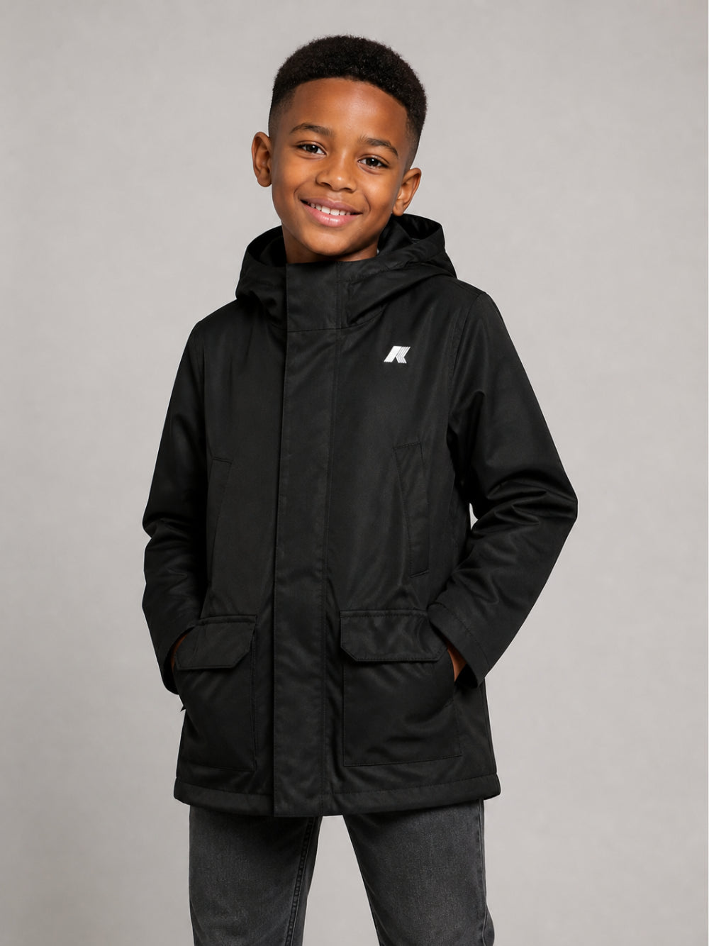 Giubbino P. Jacko Marmotta per bambino K Way Kids nero con due tasche applicate K1128HW AL8 K-WAY KIDS 