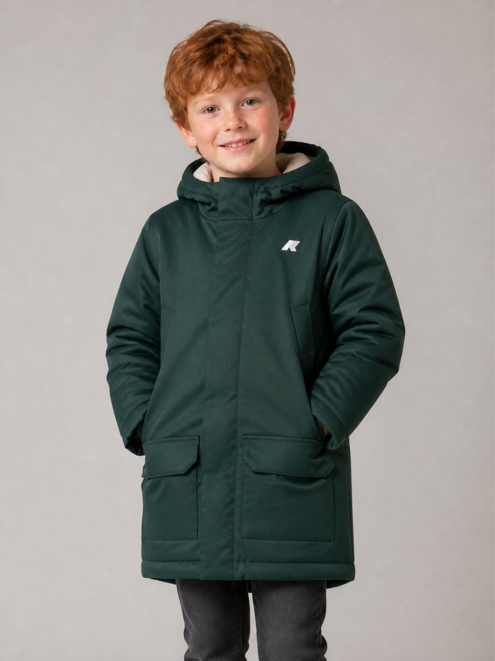 Giubbino P. Jacko Marmotta per bambino K Way Kids verde con due tasche applicate K1128HW DAA K-WAY KIDS 