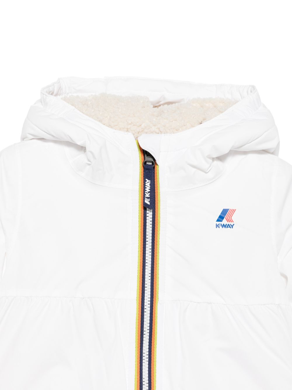 Giacca per neonati K Way Kids bianca con cappuccio e logo K2134VW 490 K-WAY KIDS 