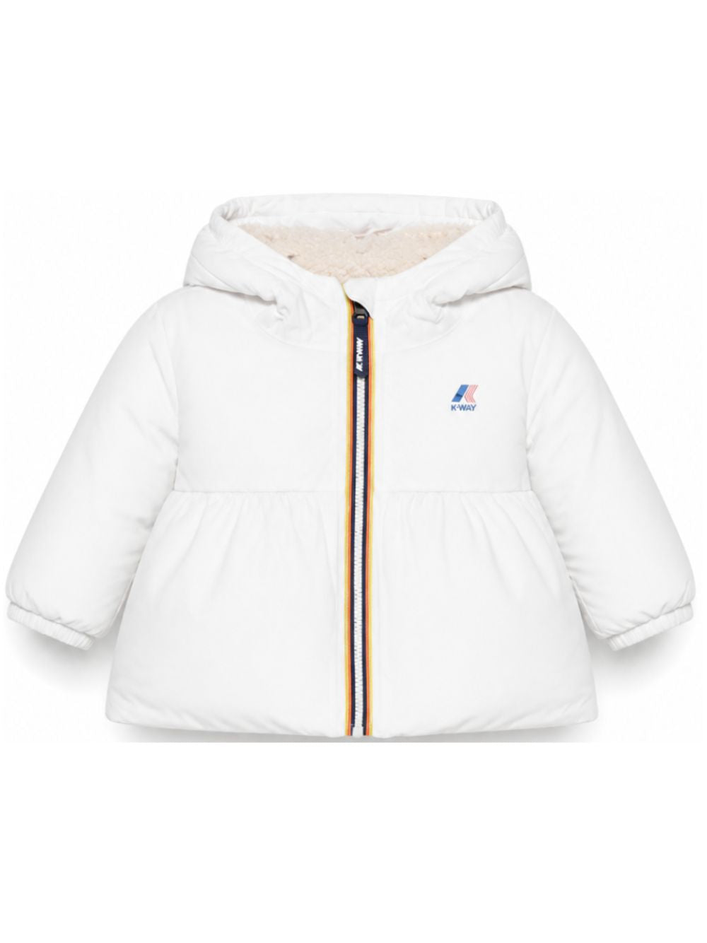 Giacca per neonati K Way Kids bianca con cappuccio e logo K2134VW 490 K-WAY KIDS 