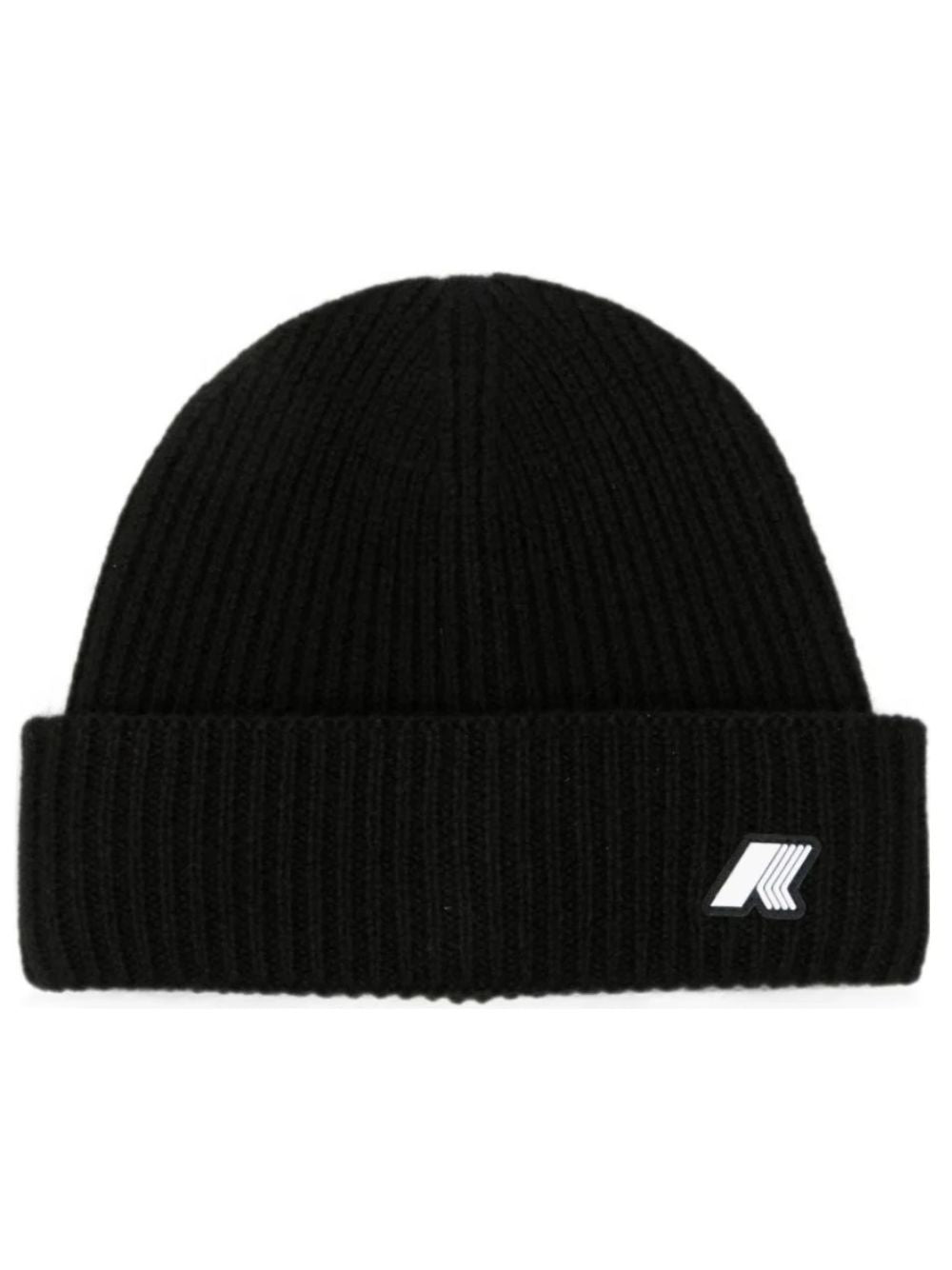 Berretto per bambino K Way Kids nero a coste con applicazione logo K31358W USY K-WAY KIDS 