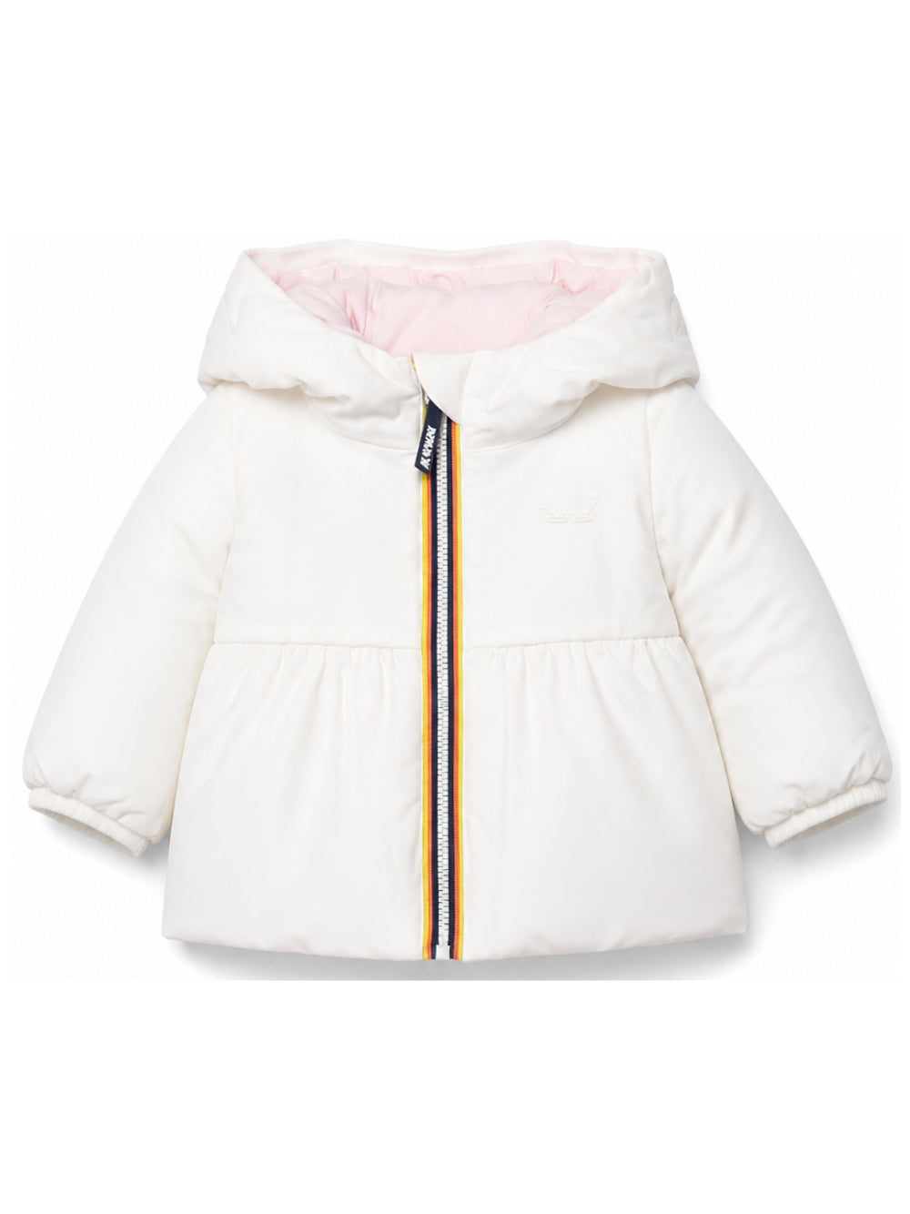 Giacca per neonati K Way Kids bianca con cappuccio e logo K3148WW D14 K-WAY KIDS 