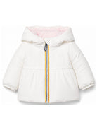 Giacca per neonati K Way Kids bianca con cappuccio e logo K3148WW D14 K-WAY KIDS 