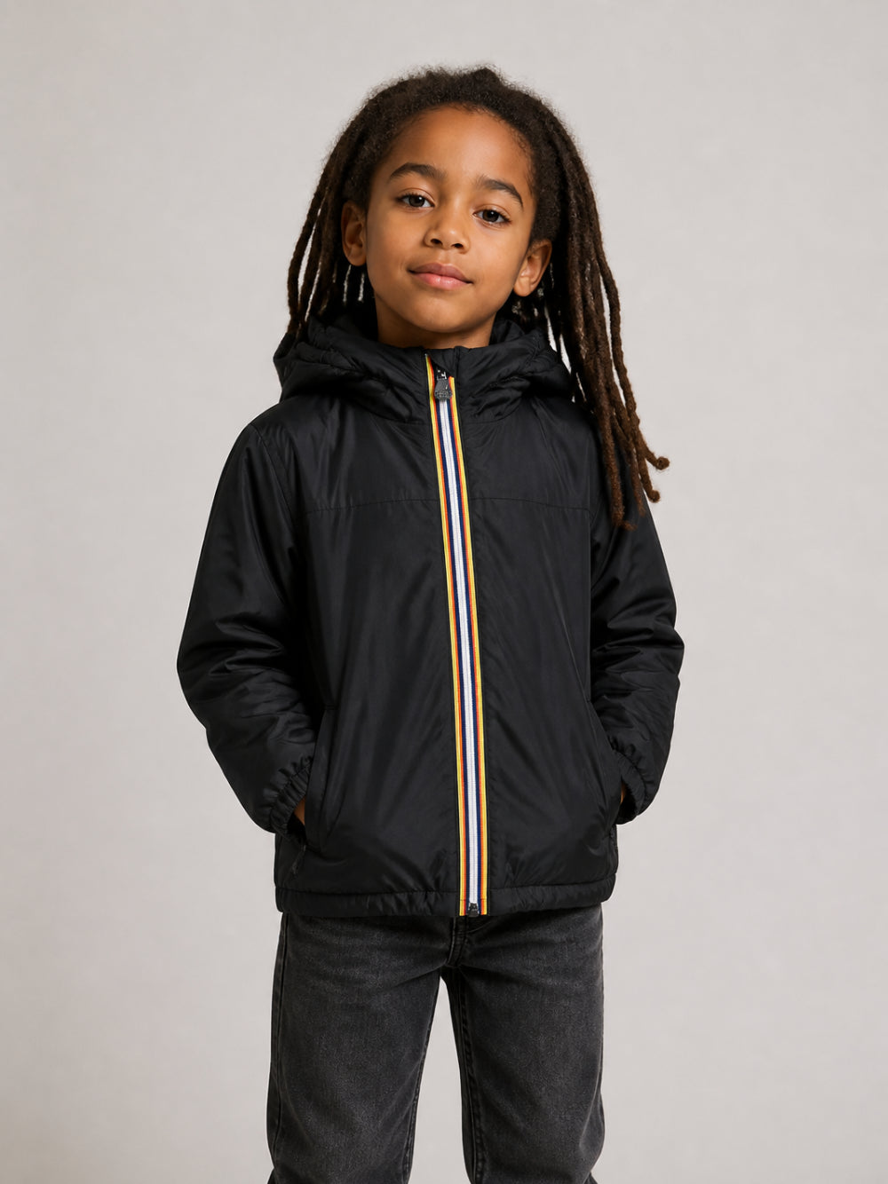 Giubbino per bambini K-Way Kids nero con cappuccio K51322W USY K-WAY KIDS 