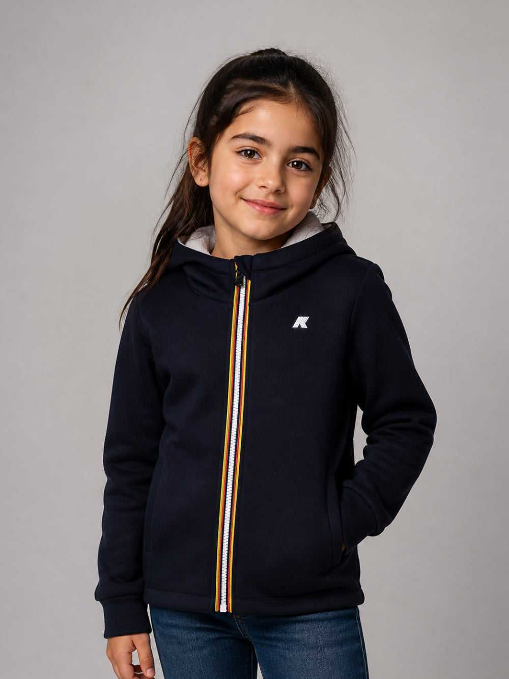 Giacca per bambina K Way Kids nero P. Deva reversibile con cappuccio K5134NW DBT K-WAY KIDS 