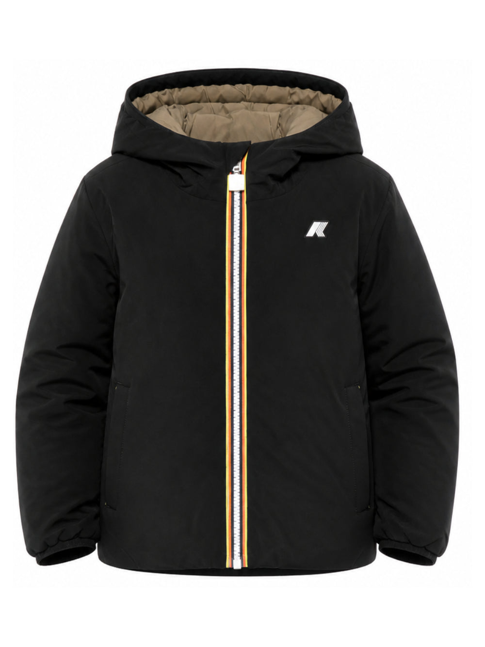 Piumino per bambino K Way Kids nero con cappuccio e logo K71337W DBZ K-WAY KIDS 