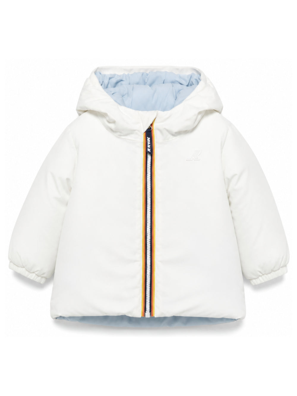 Giacca per neonati K Way Kids bianca con cappuccio e logo ricamato K71338W DA3 K-WAY KIDS 