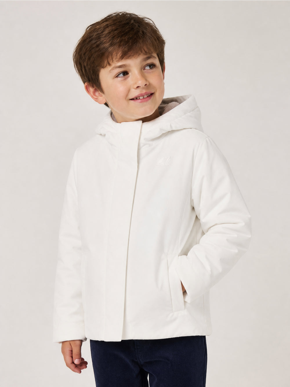 Giacca unisex bambino K-Way Kids bianco con toppa logo<BR/><BR/> K7136ZW DCV K-WAY KIDS 