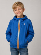 Giacca per bambino K Way Kids blu con logo e cappuccio K7141FW 063 K-WAY KIDS 