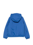 Giacca per bambino K Way Kids blu con logo e cappuccio K7141FW 063 K-WAY KIDS 