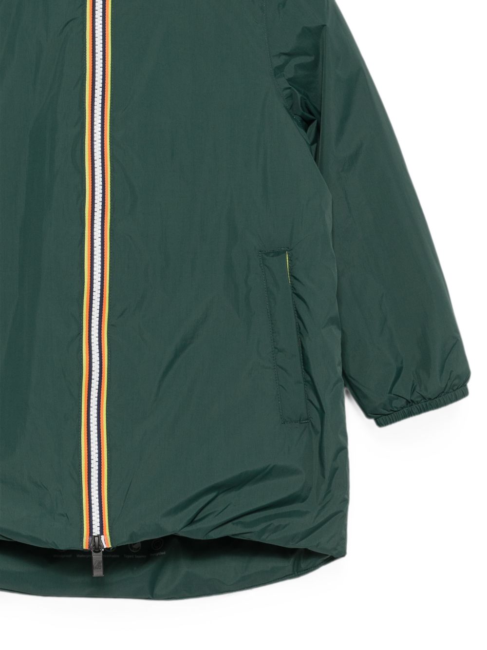 Piumino per bambino K Way Kids verde con cappuccio e logo K7142UW 228 K-WAY KIDS 