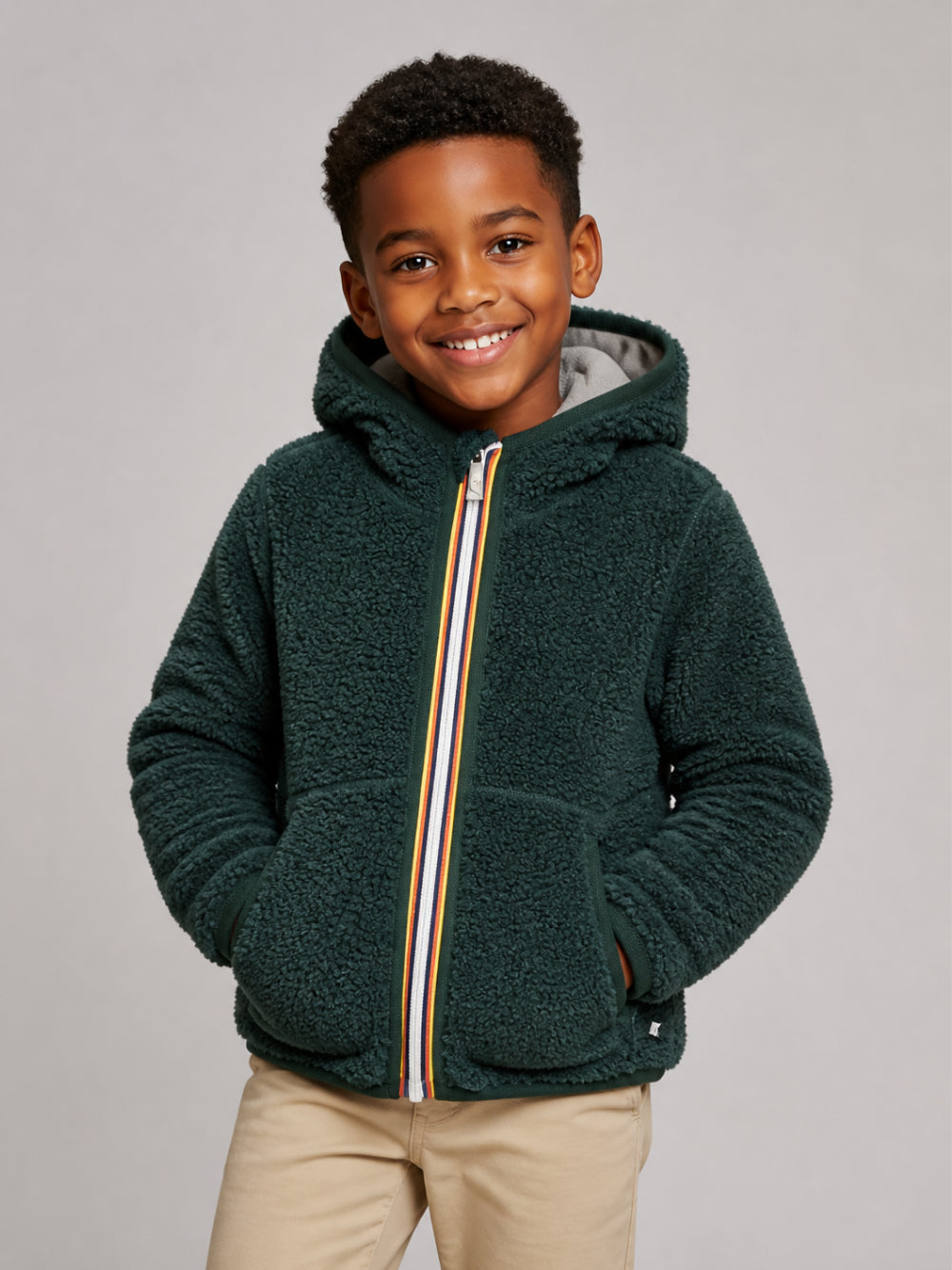 Giubbino per bambini K-WAY Kids verde con tessuto in pile K8136WW DAM K-WAY KIDS 